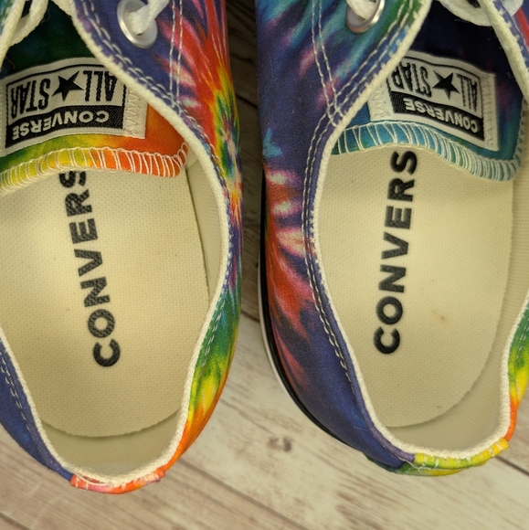 Converse All Star Tie Dye Rainbow Low Top Sneakers Trainers Men's 9 Like New - Picture 12 of 13
